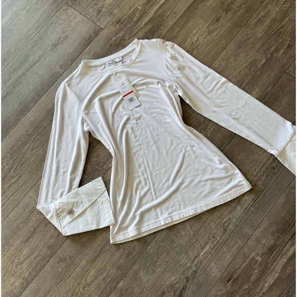 SAM EDELMAN Layla white long sleeve poplin cuff top 🤍 - Picture 6 of 12